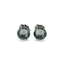 Black And White Crystal Names Titanium Stud Earrings Black Diamond Gray Swarovski Crystal Studs Pure Titanium Post Earrings For Sen Black Diamond Round Diamond Earrings Swarovski Crystals