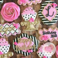 30th Birthday Cupcakes Black And Gold Birthday Cookies Pink And Gold Black And Pink Party Favors 30th Birthday Birthday Cookies Christmas Cookies Decorated Pink Cookies