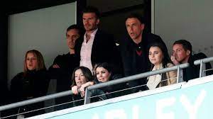 David beckham has been snapped alongisde ed sheeran as the pair watched england's last 16 tie of euro 2020 vs germany. Beckham Watches As Salford Secures Promotion At Wembley Abc News