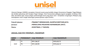 Pencairan subsidi gaji karyawan sudah di depan mata. Jawatan Kosong Di Universiti Selangor Gaji Rm1 366 27 Rm3 425 75 Jobcari Com Jawatan Kosong Terkini