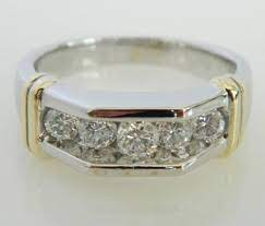 14k White Gold Round 5 Stone Vvs1 Diamond Mens Engagement Ring Wedding Band Giftjewelry22 W Engagement Rings For Men Wedding Rings Unique Cheap Wedding Rings