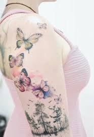 Watercolor Butterflies Butterfly Tattoo Designs Tree Sleeve Tattoo Sleeve Tattoos For Women