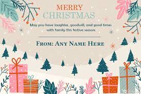 Online christmas card maker and design tool. Winter Merry Christmas Card With Name Generator