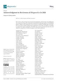 PDF) Acknowledgment to Reviewers of Diagnostics in 2020