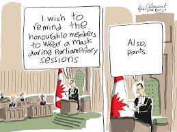 Local member of parliament william amos wear a canadian flag mask as prime minister justin trudeau speaks during a news conference in chelsea , que.friday june 19, 2020. How The Naked Liberal Mp Ranks Among The World S Other Great Zoom Gaffes National Post