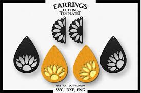 Svg files & cricut crafts. Sunflower Earring Silhouette Cameo Cricut Svg Earrings Svg Dxf Png By Design Time Thehungryjpeg Com