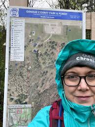 Hiking in the rain at Genesee County Interpretive Center