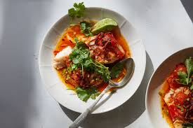 Tomato Poached Fish With Chile Oil And Herbs Recipe Nyt Cooking