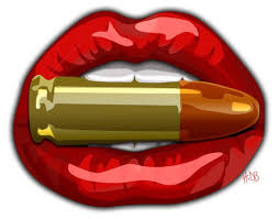 Bite The Bullet Tattoo Biting The Bullet Red On White 11x14 Print By Hidbdesigns On Etsy 20 00 Lips Bullet Tattoo Lips Drawing