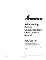 Most electronic control ovens will . Amana Akes3060 Specifications Manualzz