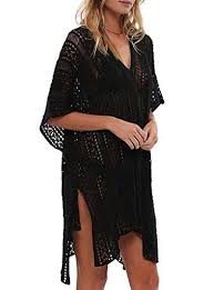 Black Bathing Suit Cover Up Womens Summer Swimsuit Beach Cover Up Bathing Suits Cover Ups Swimwear Coverups V Neck Hollow Out Swimwear Dress Womens Bathing Suits Bikinis Knit Beach Dress