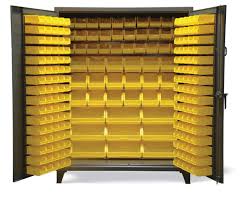 • full height welded piano bin cabinets, bin storage cabinets, heavy duty counter top height cabinets, storage cabinets, narrow cabinets, security cabinets, heavy duty storage. Strong Hold Products Bins Storage Bins Cabinet