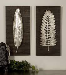 Gorgeous Ebony Wall Plaques With Contemporary Silver Leaf Designer Amber Glas Leaf Wall Art Wall Art Plaques Uttermost Wall Art