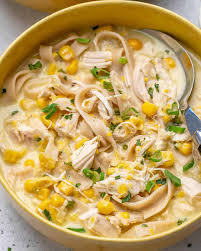 This (skinny!) chicken noodle soup recipe is easy to cook in 30 minutes, made with healthier ingredients, and is so tasty and comforting! Easy Creamy Chicken Noodle Soup Healthy Fitness Meals