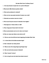 Salem Witch Trials Video Sheet Crucible Background Information Salem Witch Trials Witch Trials Background Information