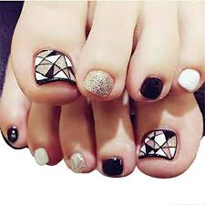Before doing your pedicure, it is necessary to give your feet extra care and moisturize. Amazon Com Acrylic False Toenails Shinning Fake Toe Nails Artificial Toenails Glitter Foot Nails For Women 24pcs Set Beauty Personal Care