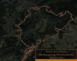 Nürburgring official handle and formula 1 send emotional messages. A Map Of Fatal Accidents Per Corner On The Nurbergring Nordschleife 1928 Present Note There Are More Deaths But Those Happened On The Sudschleife Which Doesn T Exist Anymore Formula1
