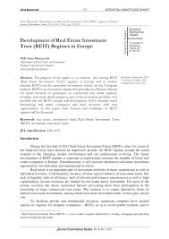 It is worth noting, however, that building wealth in commercial real estate doesn't start with the first rent check, but rather the commercial investment property loans used to fund respective deals. Pdf Development Of Real Estate Investment Trust Reit Regimes In Europe