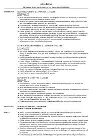 Reporting & Analytics Manager Resume Samples | Velvet Jobs
