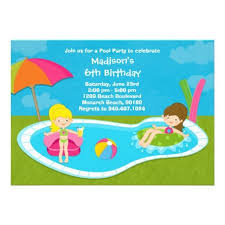 Birthday Invitation Message For Kids Pool Party Kids Birthday Party Invitation Zazzle Com In 2020 Kids Birthday Party Invitations Pool Party Kids Pool Birthday Party