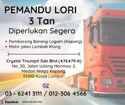 Kisah benar seorang pemandu lori berkerja menghantar barang ke kelantan. Pemandu Lori 3 Tan Diperlukan Segera Jobs 1klassifieds Facebook