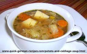 German Potato And Cabbage Soup Quick German Recipes Easy Vegetable Recipes Cabbage Soup Recipes Homemade Soup Recipe