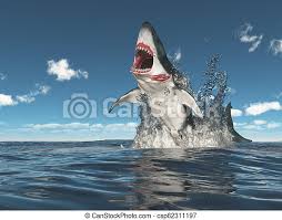 Deshalb dieser beitrag zum thema haie in portugal. Grosser Weisser Hai Der Aus Dem Wasser Springt Computer Erzeugte 3d Bilder Mit Einem Grossen Weissen Hai Der Aus Dem Wasser Canstock