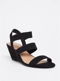 Black Ankle Strap Sandals Heels Black Elastic Strap Wedge Ww In 2020 Ankle Strap Sandals Heels Black Ankle Strap Heels Block Heels Sandal