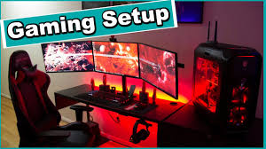Red computer desk wall stock photos and images. Ultimate Red Black Themed Gaming Setup Desk Tour 2017 Youtube