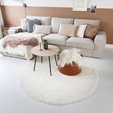 hoogpolig vloerkleed creme rond voorkant woonkamerkleden vloerkleed woonkamer vloerkleed