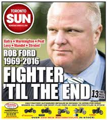 The sun was first published on november 1, 1971, the monday after the demise of the toronto telegram, a conservative broadsheet. Toronto Sun Remembers Fighter Rob Ford