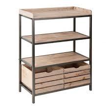 3 Tier Wood And Metal Shelf With Drawers Kirklands Wood And Metal Shelves Metal Shelves Drawer Shelves