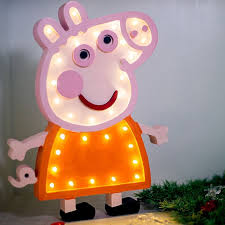 Cute 3d Peppa Pig Shaped Night Light Up Lamp For Baby Kid Sleep Wooden Peppa Pig Decorations Kids Playroom Ideas Diy Kids Bedroom Decor