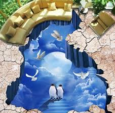 Most Beautiful 3d Tile Designs For Living Room Area With Cracks And Penguin Walking On The Sky Living Room Tiles Design 3d Floor Art Living Room Tiles