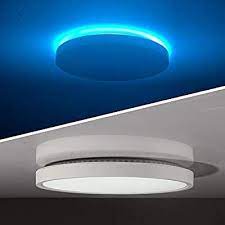 Taloya Led Flush Mount Ceiling Light With Back Atmosphere Light Ice Blue 24w Round 1 Surface Mounted Light Fixture Flush Mount Ceiling Lights Ceiling Lights