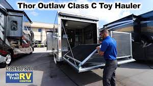 We are loving our new thor outlaw motorhome! 2019 Thor Outlaw 29j Class C Toy Hauler Motorhome Youtube