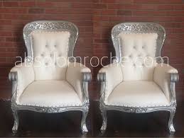 Bogo Sale Set Of Two 2 Grandfather Chairs Silver White Chair Bogo Sale Wingback Chair