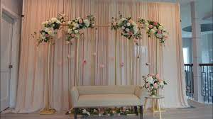 All the pieces are cheap and readily available and assembly is easy. Diy Gold Pvc Pipe Backdrop Diy Floral Backdrop Youtube