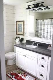 See more ideas about bathrooms remodel, bathroom decor, shiplap bathroom. Simple Farmhouse Christmas Bathroom Using Shiplap Quartz Countertops White Shaker Cabin White Bathroom Cabinets White Vanity Bathroom Bathroom Vanity Remodel