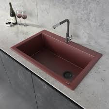 More images for red kitchen sink bowl » Ruvati 33 X 22 Inch Granite Composite Drop In Topmount Single Bowl Kitchen Sink Carnelian Red Rvg1033rd Ruvati Usa