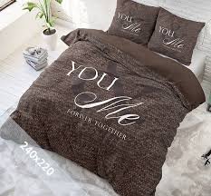 Sleeptime Dekbedovertrek Love For You And Me Bruin 240x220 Cm Dekbedovertrek Taupe Kussensloop
