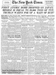 New York Times Front Page August 7 1945 Newspaper Front Pages Old Newspaper Vintage Newspaper