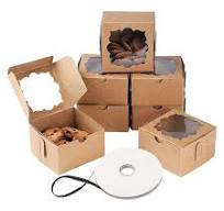 Pastry Biscuit Nut Candy Paper Folding Gift Box with Inserts PVC Window  Square Baking Muffin Cookies Kraft Box with Ribbon