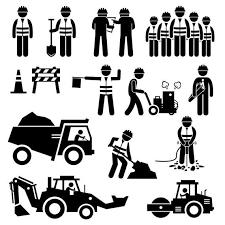 Road Construction Worker Engineer Plan Cone Barriers Truck Etsy Pictogram Stick Figures Road Construction