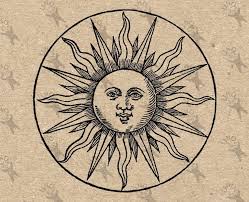 Vintage Image Sun Antique Symbol Retro Drawing Picture Instant Download Printable Clipart Black And White Digital Graphic Hq 300dpi Sun Art Pictures To Draw Sun Illustration