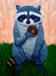 Raccoon With Donut By Cary Chun Lee Cat Art Animal Art Dog Art