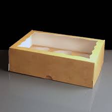 This white 14 x 10 x 4 window cupcake box is the perfect size for packaging twelve standard sized cupcakes, or muffins, making it ideal for special orders and take out pastry shops. Six Cavity Kraft Windowed Cardboard Cupcake Boxes