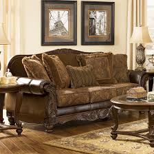 Fresco Durablend Antique Traditional Stationary Sofa With Rolled Arms By Signature Design B Antique Living Rooms Living Room Sets White Furniture Living Room