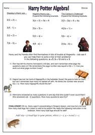 Harry Potter Algebra Expanding Brackets Teaching Algebra Harry Potter School Algebra Worksheets