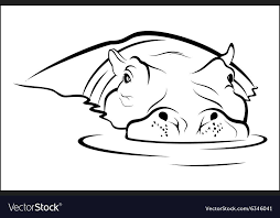 Hippo In Water Royalty Free Vector Image Vectorstock Hippo Tattoo Drawings Animal Art
